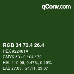 カラーコード: RGB 34 72.4 26.4 | qconv.com