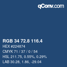 カラーコード: RGB 34 72.8 116.4 | qconv.com