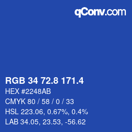 カラーコード: RGB 34 72.8 171.4 | qconv.com