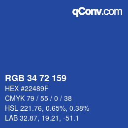 Farbcode: RGB 34 72 159 | qconv.com