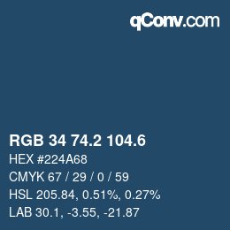 カラーコード: RGB 34 74.2 104.6 | qconv.com