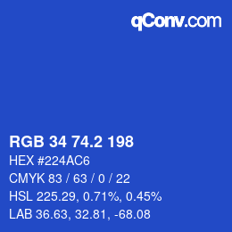Color code: RGB 34 74.2 198 | qconv.com