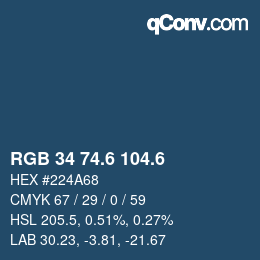 カラーコード: RGB 34 74.6 104.6 | qconv.com
