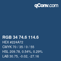 カラーコード: RGB 34 74.6 114.6 | qconv.com