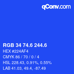 カラーコード: RGB 34 74.6 244.6 | qconv.com
