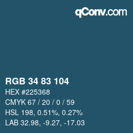 Code couleur: RGB 34 83 104 | qconv.com