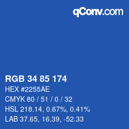 Farbcode: RGB 34 85 174 | qconv.com