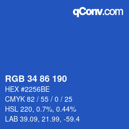 Color code: RGB 34 86 190 | qconv.com