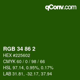 Color code: RGB 34 86 2 | qconv.com