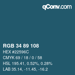 Color code: RGB 34 89 108 | qconv.com