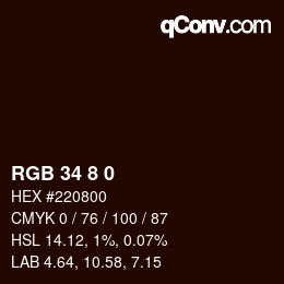 Color code: RGB 34 8 0 | qconv.com