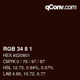 Color code: RGB 34 8 1 | qconv.com