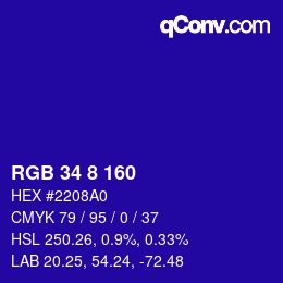 Color code: RGB 34 8 160 | qconv.com