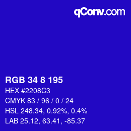 カラーコード: RGB 34 8 195 | qconv.com