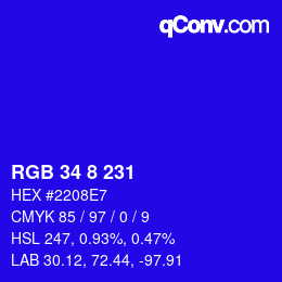 Color code: RGB 34 8 231 | qconv.com