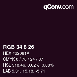 Color code: RGB 34 8 26 | qconv.com