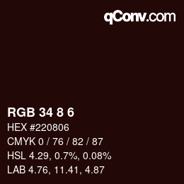 Color code: RGB 34 8 6 | qconv.com