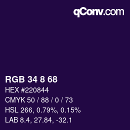 Color code: RGB 34 8 68 | qconv.com