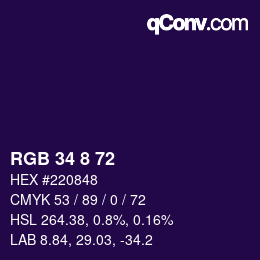 Color code: RGB 34 8 72 | qconv.com