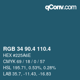 カラーコード: RGB 34 90.4 110.4 | qconv.com
