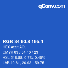 カラーコード: RGB 34 90.8 195.4 | qconv.com