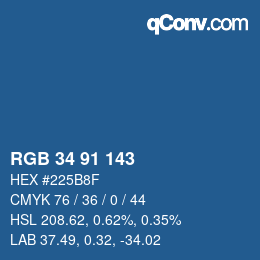 カラーコード: RGB 34 91 143 | qconv.com