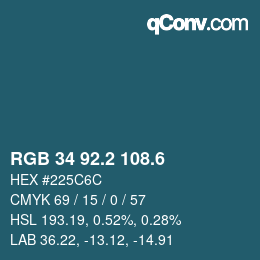 カラーコード: RGB 34 92.2 108.6 | qconv.com
