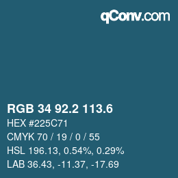 カラーコード: RGB 34 92.2 113.6 | qconv.com
