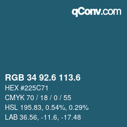 カラーコード: RGB 34 92.6 113.6 | qconv.com