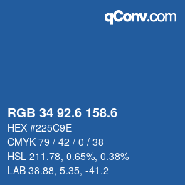 カラーコード: RGB 34 92.6 158.6 | qconv.com