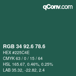 カラーコード: RGB 34 92.6 78.6 | qconv.com