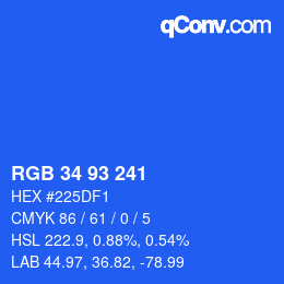 Color code: RGB 34 93 241 | qconv.com