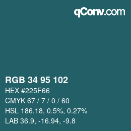 Farbcode: RGB 34 95 102 | qconv.com