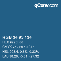 カラーコード: RGB 34 95 134 | qconv.com