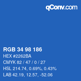 颜色代码: RGB 34 98 186 | qconv.com