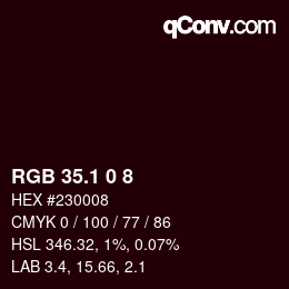 カラーコード: RGB 35.1 0 8 | qconv.com