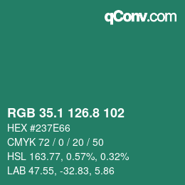 Color code: RGB 35.1 126.8 102 | qconv.com