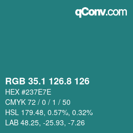 Color code: RGB 35.1 126.8 126 | qconv.com