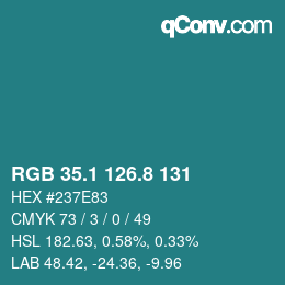 Color code: RGB 35.1 126.8 131 | qconv.com
