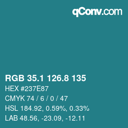 Color code: RGB 35.1 126.8 135 | qconv.com