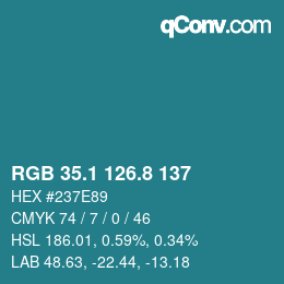 カラーコード: RGB 35.1 126.8 137 | qconv.com