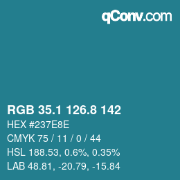 Color code: RGB 35.1 126.8 142 | qconv.com
