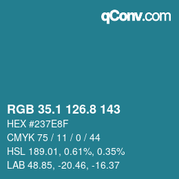 カラーコード: RGB 35.1 126.8 143 | qconv.com