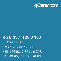 カラーコード: RGB 35.1 126.8 163 | qconv.com