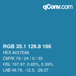 カラーコード: RGB 35.1 126.8 166 | qconv.com