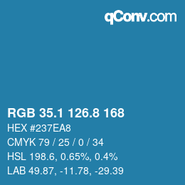 カラーコード: RGB 35.1 126.8 168 | qconv.com