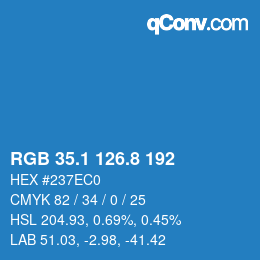 Color code: RGB 35.1 126.8 192 | qconv.com