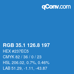 カラーコード: RGB 35.1 126.8 197 | qconv.com