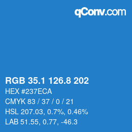Color code: RGB 35.1 126.8 202 | qconv.com