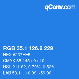 Color code: RGB 35.1 126.8 229 | qconv.com
